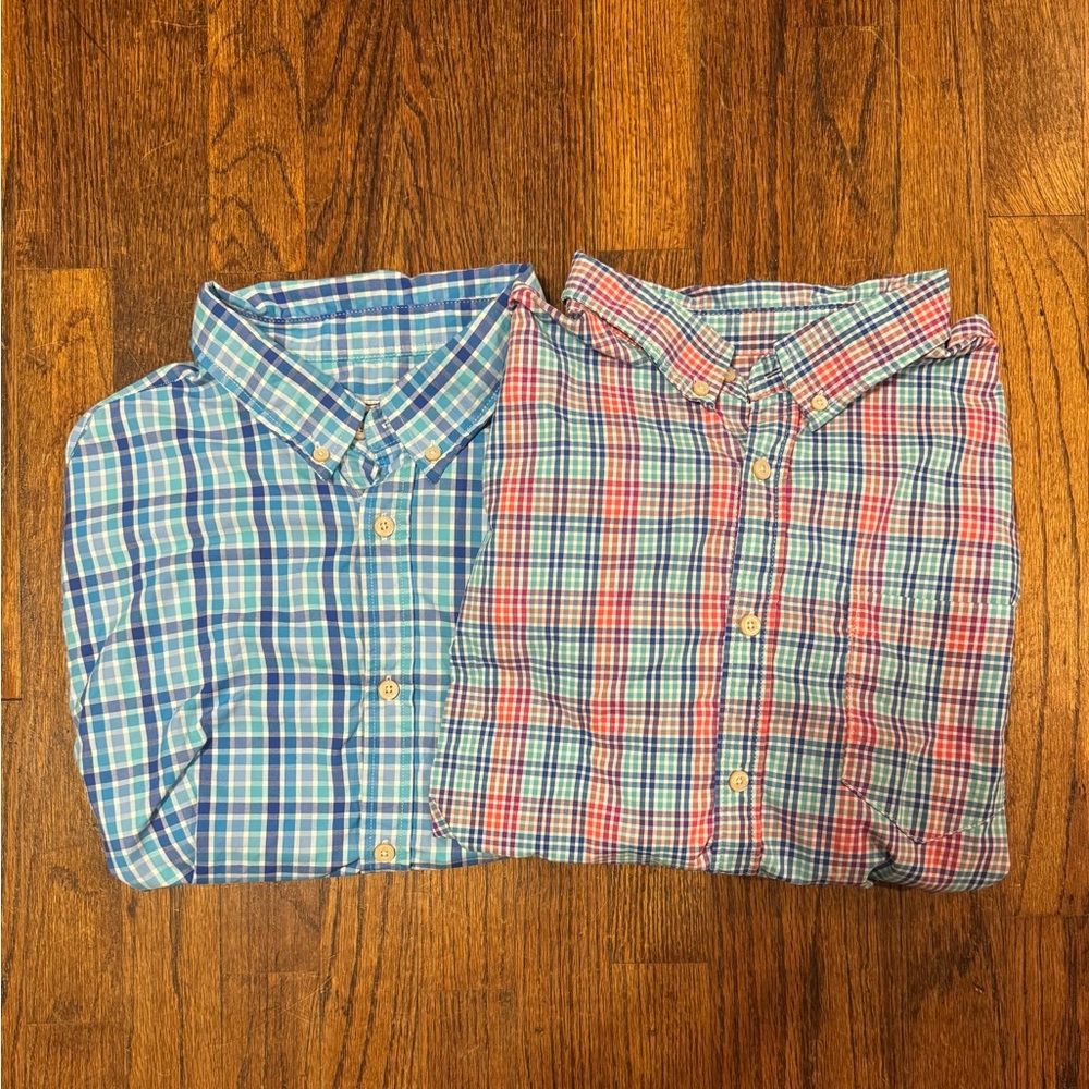 Crown & Ivy Long Sleeve Button Up Shirt Classic Fit Lot Of 2 Plaid Size XL